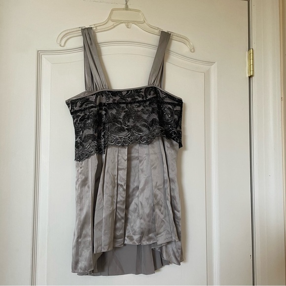 Brand New Cynthia Steffe Silver Satin and Lace Tank Top Size 2 - Picture 2 of 4